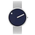 Picto 43393-0820 Steel Watch Medium with Navy Dial Steel Matt Mesh Band