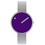 Picto 43398-0812 Steel Watch Small with Purple Dial Steel Matt Mesh Band