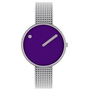 Picto 43398-0812 Steel Watch Small with Purple Dial Steel Matt Mesh Band