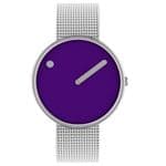 Picto 43399-0820 Steel Watch Medium with Purple Dial Steel Matt Mesh Band