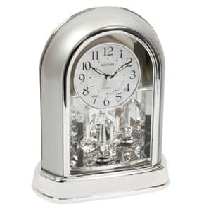 Rhythm Silver Arch Mantel Clock with Crystals 4SG696WR19