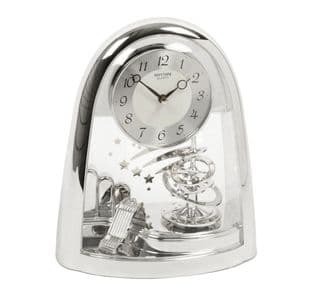 Rhythm Silver Astrological Mantel Clock with Pendulum 4SG607WS19
