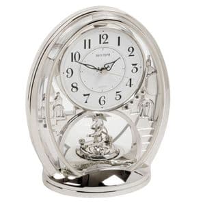 Rhythm Silver Oval Mantel Clock Shooting Star Pendulum 4SG768WR19