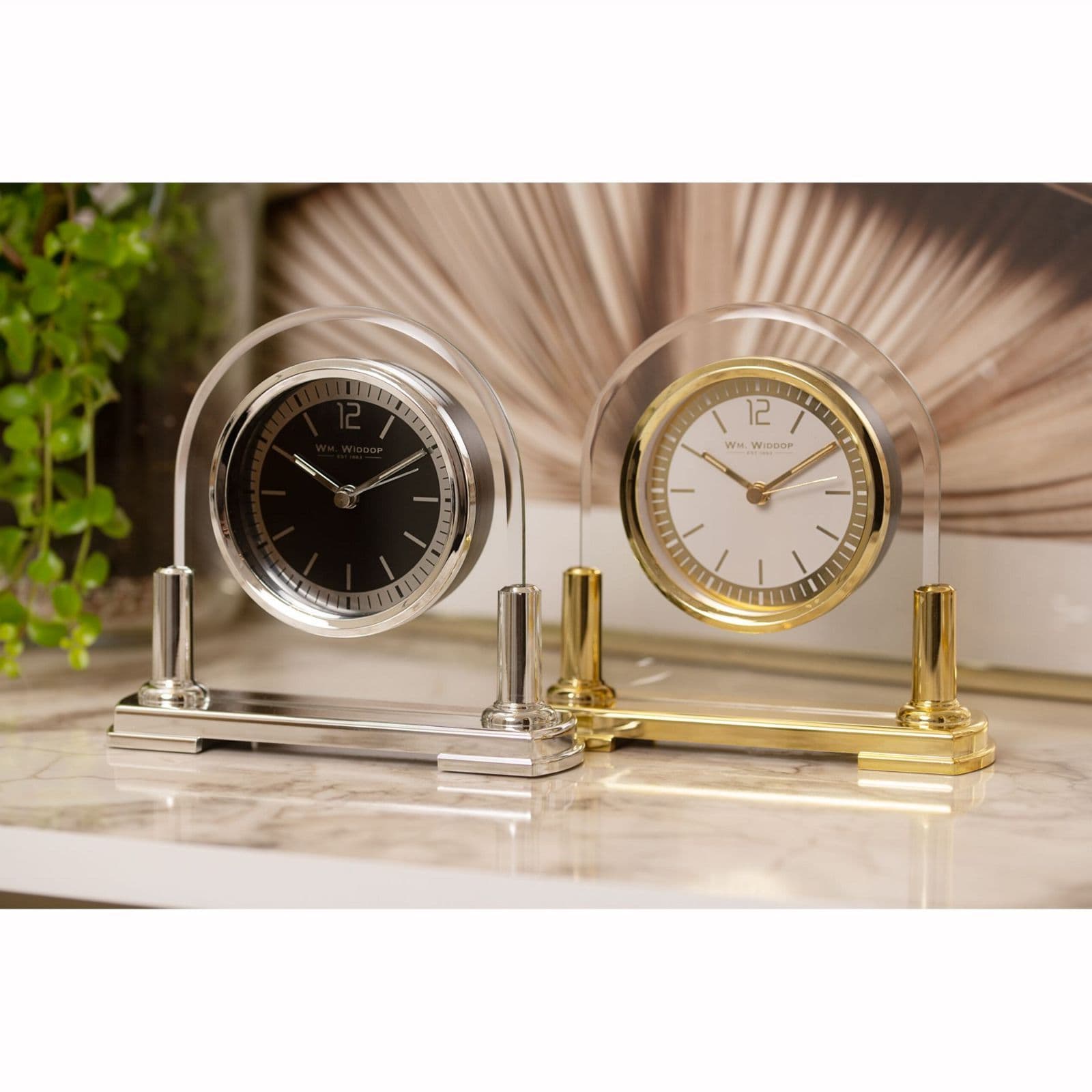 Widdop Arched Glass Silver Quartz Table Clock W2717