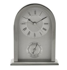Widdop Arched Silver Aluminium Mantel Clock W2843