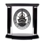 Widdop Black Piano Finish Wooden Skeleton Mantel Clock W2658