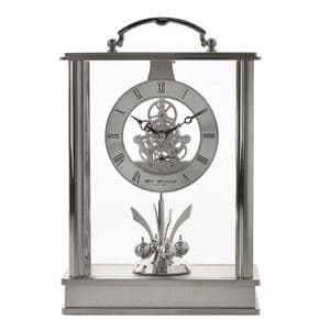 Widdop Brushed Aluminium Skeleton Movement Table Clock W2013S