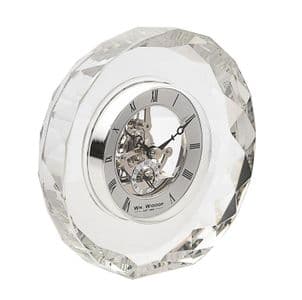 Widdop Crystal Glass Round Skeleton Movement Table Clock W2017