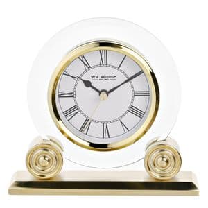 Widdop Glass and Gold Quartz Table Clock W3432