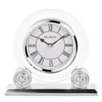 Widdop Glass and Silver Quartz Table Clock W3433
