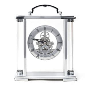 Widdop Silver Mantel Clock with Skeleton Movement W2919