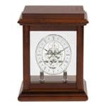 Widdop Skeleton Mahogany Wood Finish 26CM Mantel Clock W2602