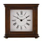 Widdop W2904 Square Walnut Mantel Clock with Westminster Chime