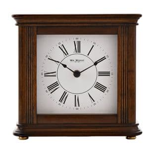 Widdop W2904 Square Walnut Mantel Clock with Westminster Chime
