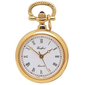 Woodford Gold Plated Open Face Quartz Pendant Watch 1217