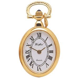 Woodford Gold Plated Oval Quartz Pendant Watch 1209