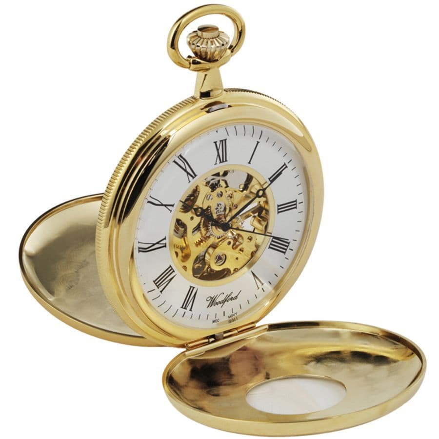 Woodford Gold Plated Twin Lid Mechanical Pocket watch 1077