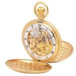 Woodford Gold Plated Twin Lid Skeleton Pocket Watch 1014