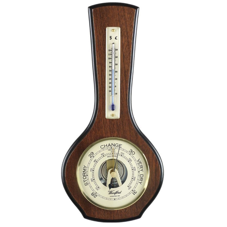 Woodford Small Vaneered Aneroid Barometer and Thermometer 1601