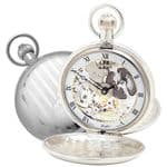 Woodford Sterling Silver Twin Lid Skeleton Pocket Watch 1002