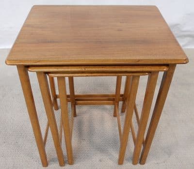1960's Light Teak & Walnut Nest of Three Coffee Tables