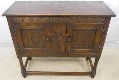 Antique Jacobean Style Carved Side Cabinet - SOLD