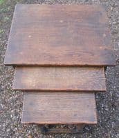 Antique Style Oak Nest of Three Coffee Tables