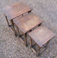 Antique Style Oak Nest of Three Coffee Tables