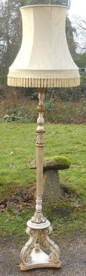 Antique Style Painted Standard Lamp & Shade