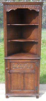 Antique Style Standing Carved Corner Cupboard