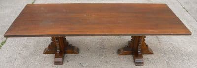 Antique Tudor Style Large Oak & Walnut Refectory Dining Table