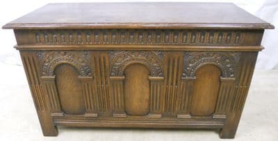 Antique Tudor Style Oak Blanket Chest - SOLD