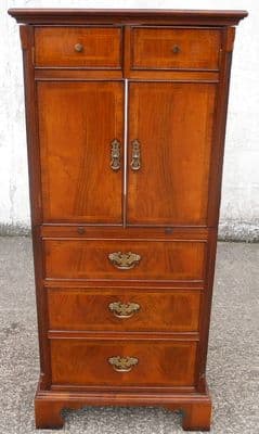 Bel Furniture Ltd Entertainment Cabinet, Inlaid Walnut Slim & Tall Multi-purpose Storage Unit