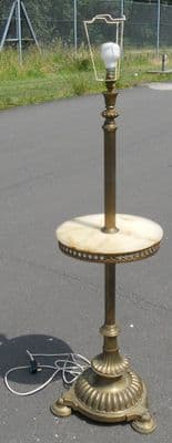 Brass Column Standard Lamp with Pad Feet