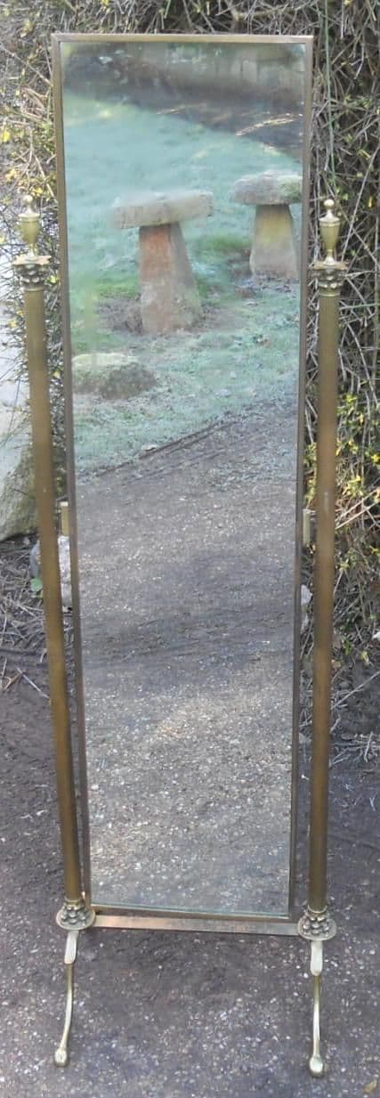 Brass Framed Cheval Standing Dressing Mirror