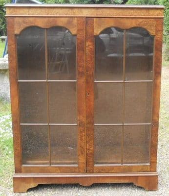 Burr Walnut Cabinet Bookcase by Cameo