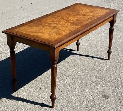 Burr Walnut Long Narrow Coffee Table