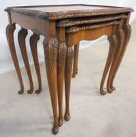 Burr Walnut Nest of Three Tables
