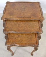 Burr Walnut Nest of Three Tables