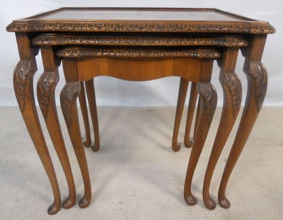 Burr Walnut Nest of Three Tables