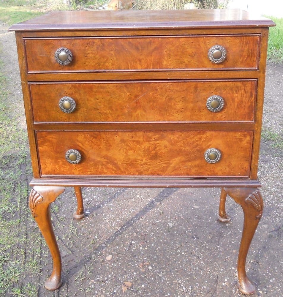 Burr Walnut Small Chest of Drawers