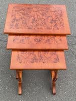Burr Yew Nest of Three Coffee Tables