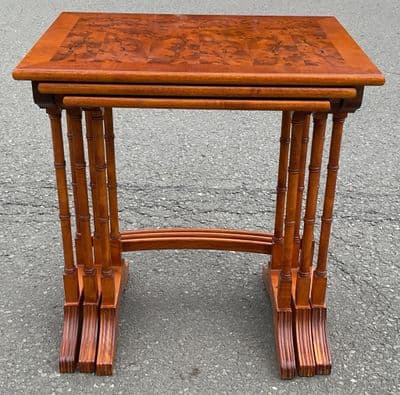 Burr Yew Nest of Three Coffee Tables