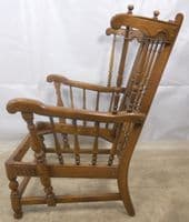 Carved Elm Upholstered Wing Armchair Old Colonial Range by Ercol