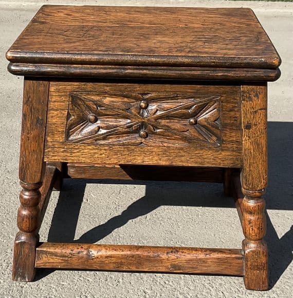 Carved Oak Box Coffee Table