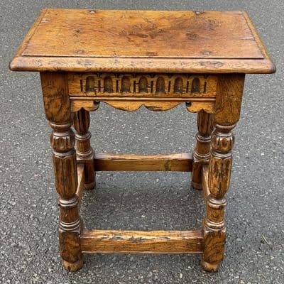 Carved Oak Joint Stool