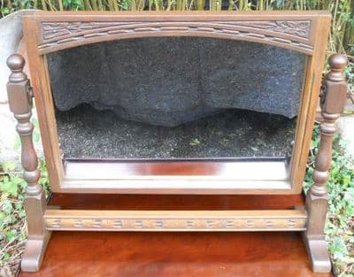 Carved Oak Swing Toilet Mirror by Old Charm