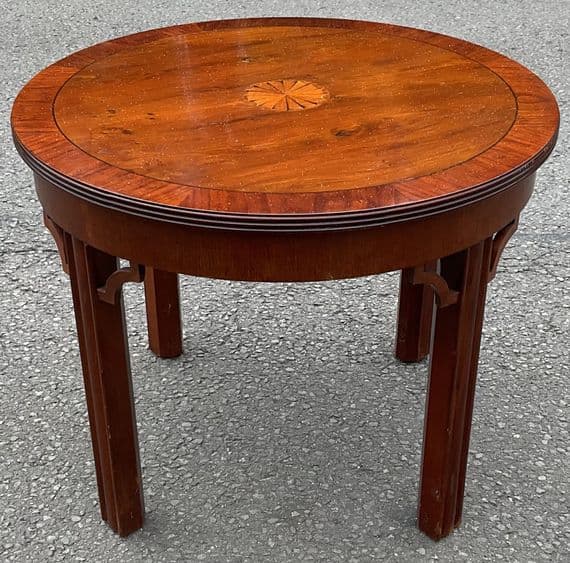 Circular Inlaid Mahogany Coffee Table