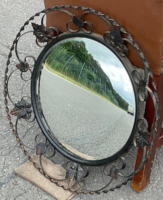 Circular Metal Framed Convex Wall Mirror