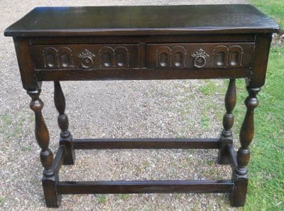 Dark Wood Two Drawer Side Table